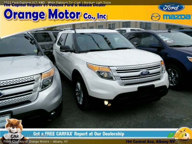 White Platinum Tri-Coat / Medium Light Stone 2011 Ford Explorer XLT 4WD