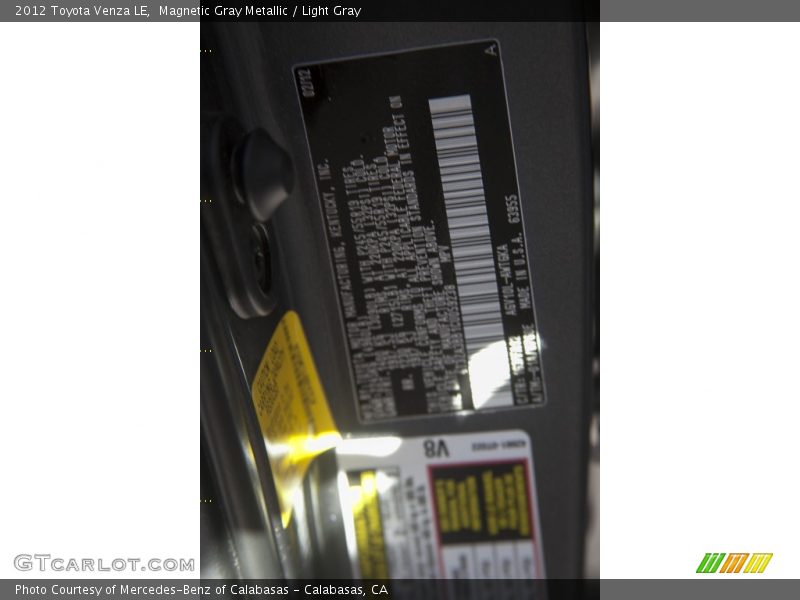 Magnetic Gray Metallic / Light Gray 2012 Toyota Venza LE