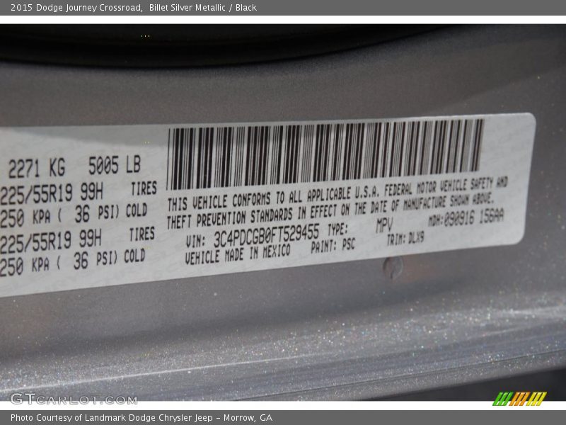 Billet Silver Metallic / Black 2015 Dodge Journey Crossroad