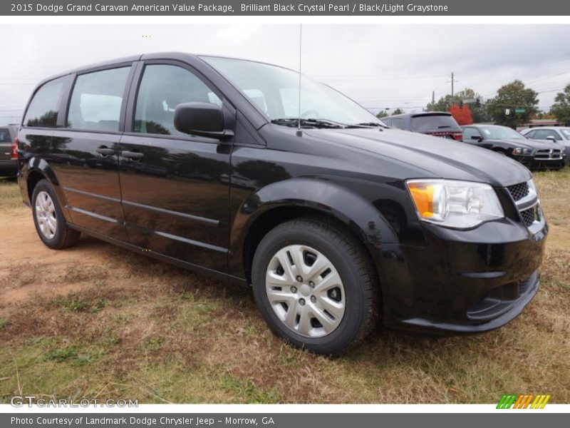 Brilliant Black Crystal Pearl / Black/Light Graystone 2015 Dodge Grand Caravan American Value Package