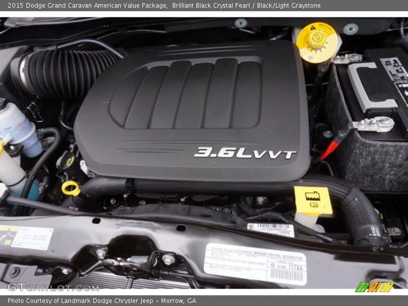 Brilliant Black Crystal Pearl / Black/Light Graystone 2015 Dodge Grand Caravan American Value Package