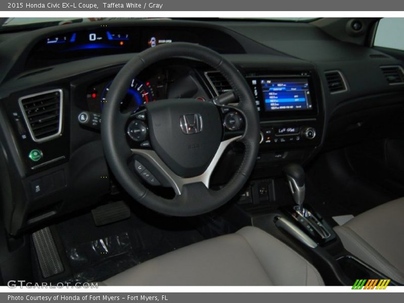 Taffeta White / Gray 2015 Honda Civic EX-L Coupe