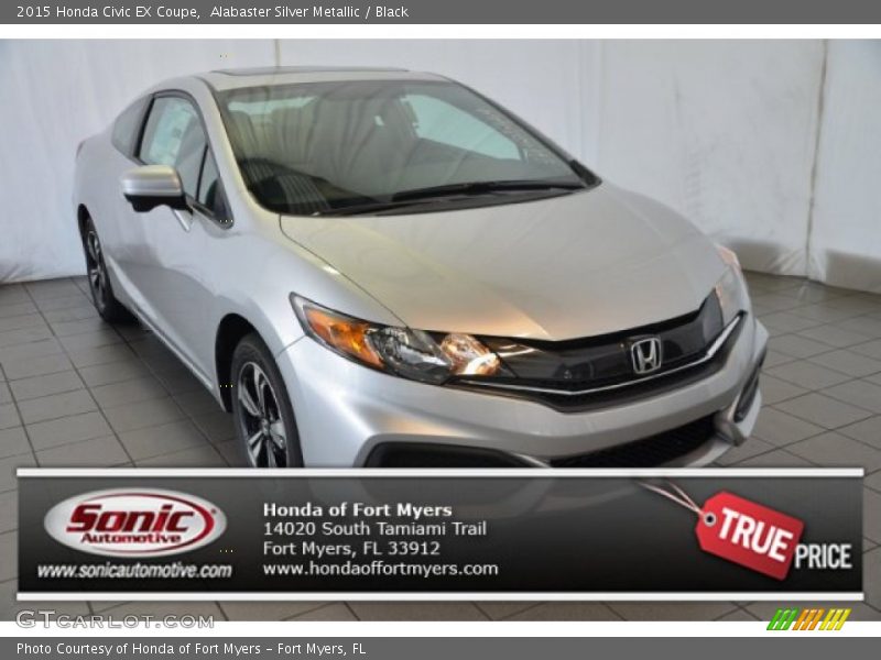 Alabaster Silver Metallic / Black 2015 Honda Civic EX Coupe