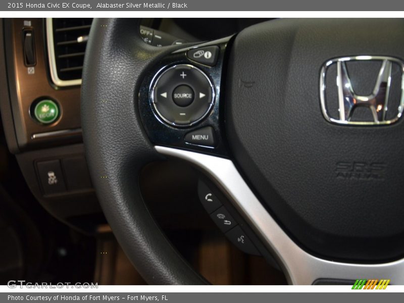 Alabaster Silver Metallic / Black 2015 Honda Civic EX Coupe
