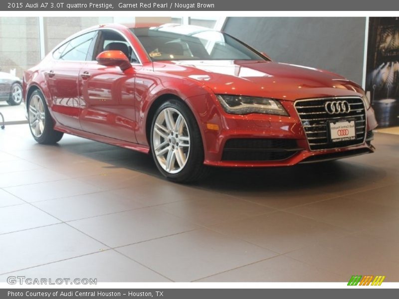 Garnet Red Pearl / Nougat Brown 2015 Audi A7 3.0T quattro Prestige