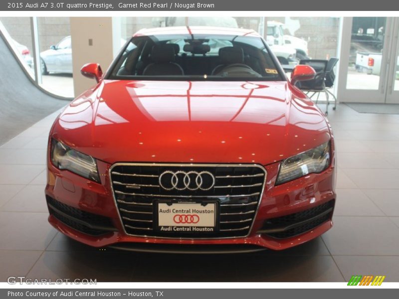 Garnet Red Pearl / Nougat Brown 2015 Audi A7 3.0T quattro Prestige