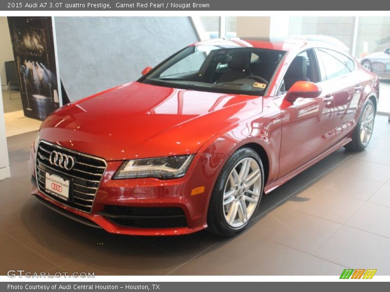 Garnet Red Pearl / Nougat Brown 2015 Audi A7 3.0T quattro Prestige