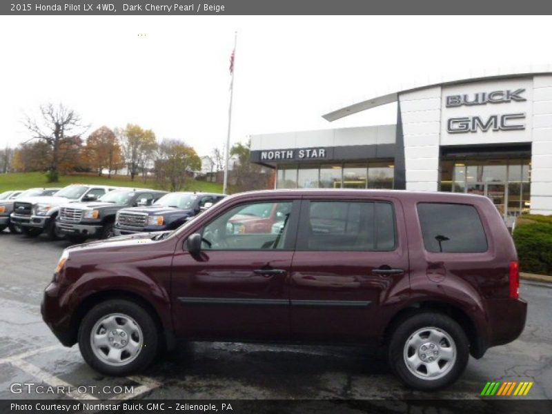Dark Cherry Pearl / Beige 2015 Honda Pilot LX 4WD
