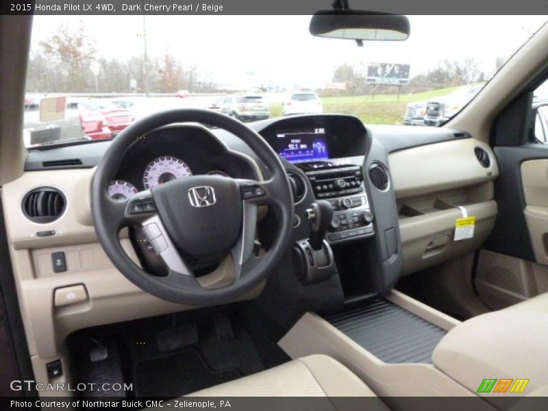 Dark Cherry Pearl / Beige 2015 Honda Pilot LX 4WD