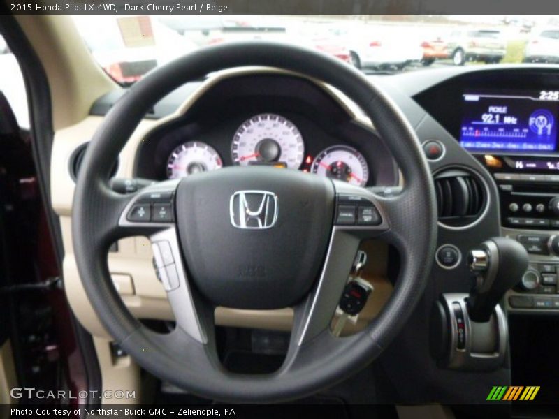 Dark Cherry Pearl / Beige 2015 Honda Pilot LX 4WD