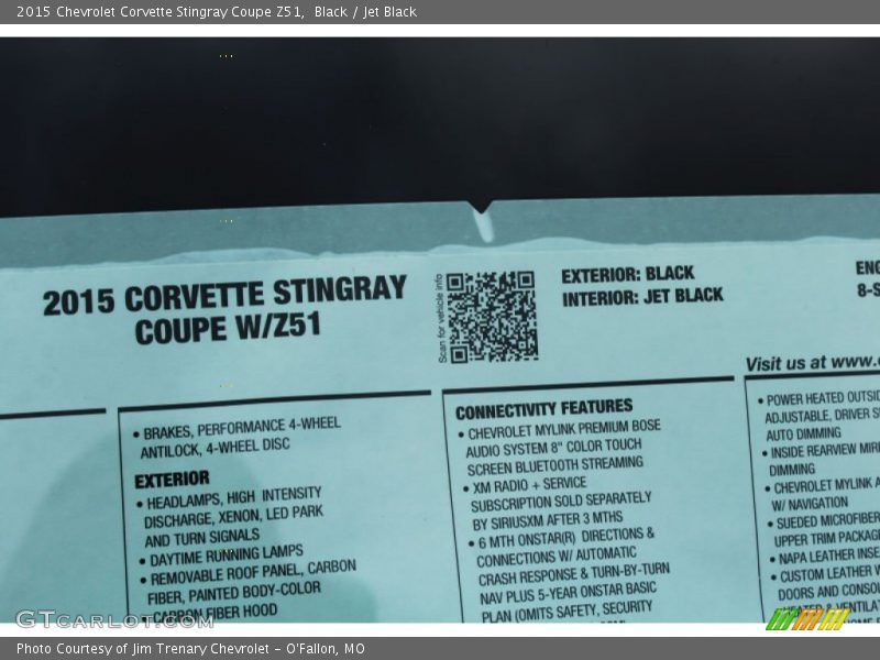  2015 Corvette Stingray Coupe Z51 Window Sticker