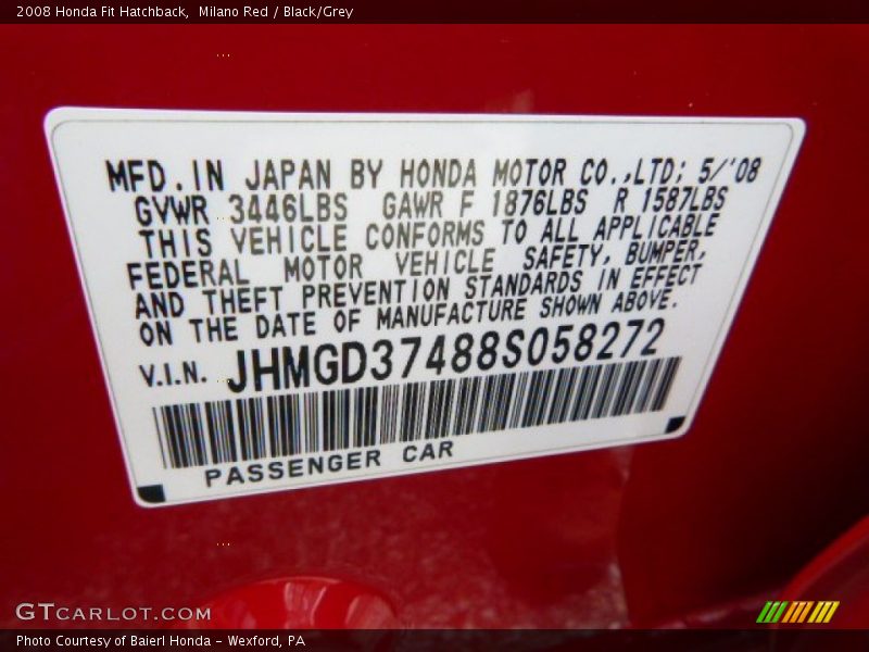 Milano Red / Black/Grey 2008 Honda Fit Hatchback
