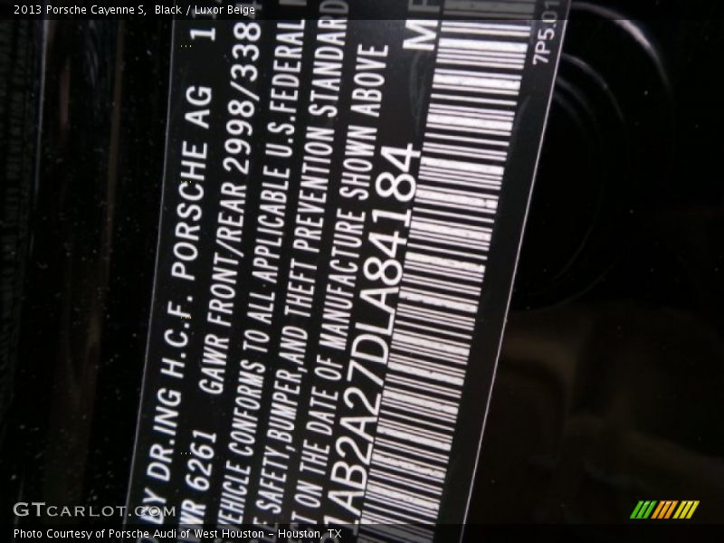 Black / Luxor Beige 2013 Porsche Cayenne S