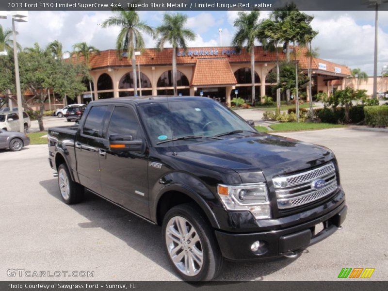 Tuxedo Black Metallic / Limited Unique Red Leather 2013 Ford F150 Limited SuperCrew 4x4