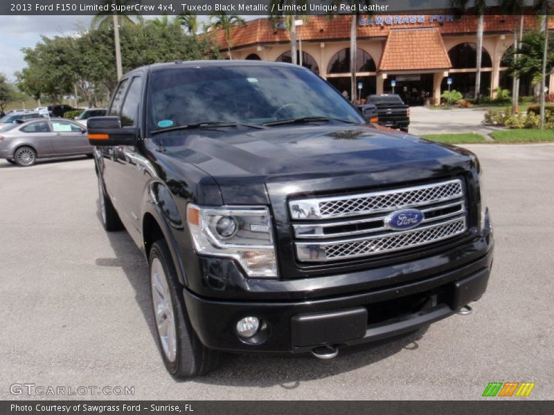 Tuxedo Black Metallic / Limited Unique Red Leather 2013 Ford F150 Limited SuperCrew 4x4