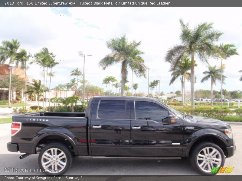 Tuxedo Black Metallic / Limited Unique Red Leather 2013 Ford F150 Limited SuperCrew 4x4