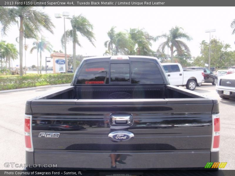 Tuxedo Black Metallic / Limited Unique Red Leather 2013 Ford F150 Limited SuperCrew 4x4