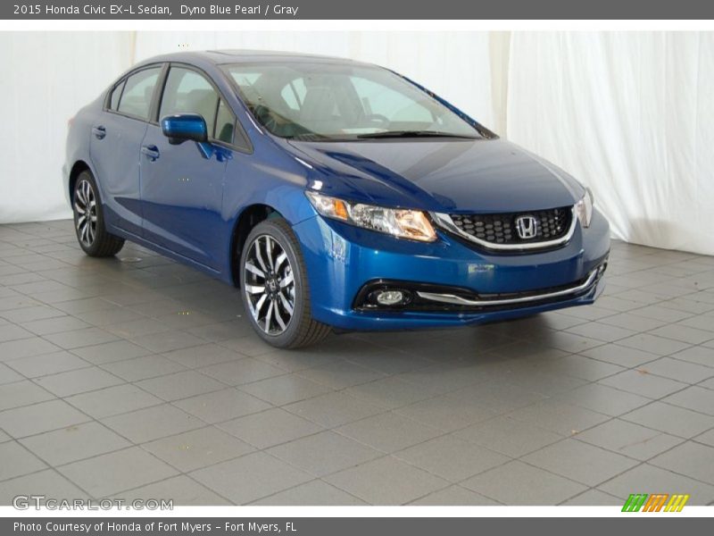 Dyno Blue Pearl / Gray 2015 Honda Civic EX-L Sedan