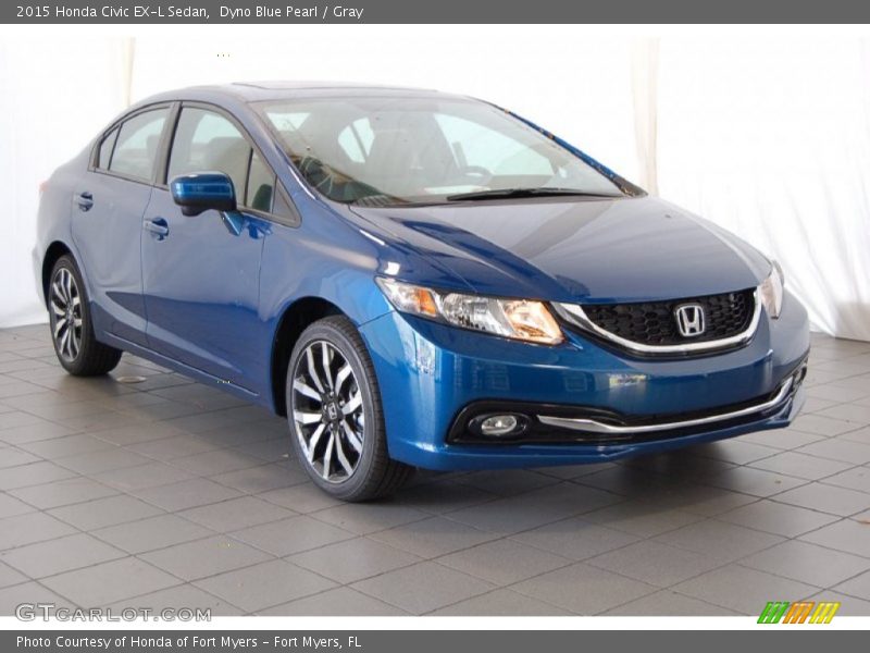 Dyno Blue Pearl / Gray 2015 Honda Civic EX-L Sedan