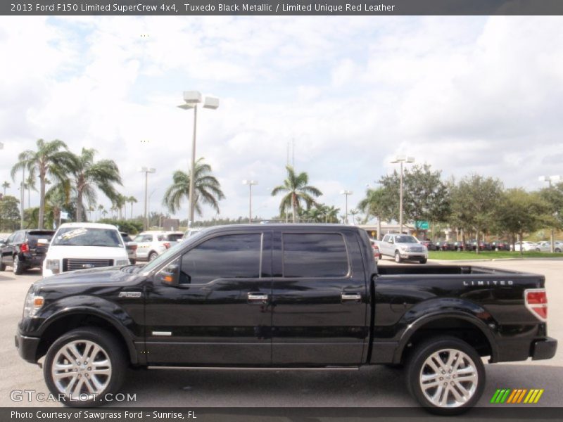Tuxedo Black Metallic / Limited Unique Red Leather 2013 Ford F150 Limited SuperCrew 4x4