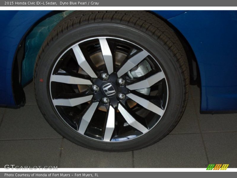 Dyno Blue Pearl / Gray 2015 Honda Civic EX-L Sedan