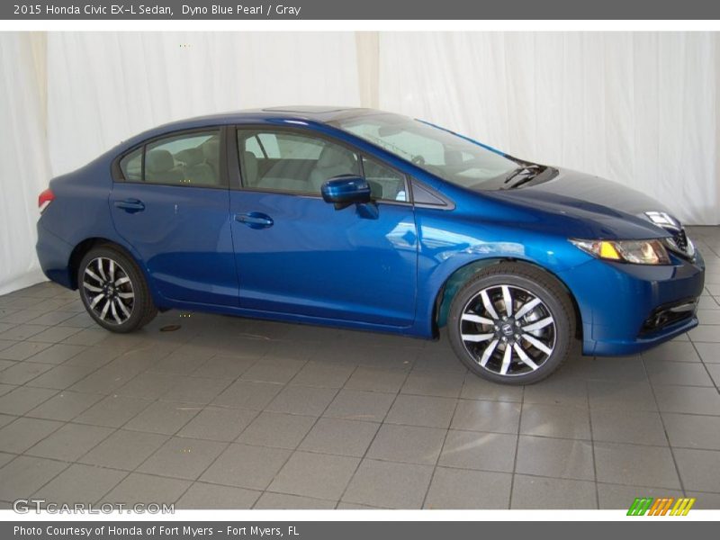 Dyno Blue Pearl / Gray 2015 Honda Civic EX-L Sedan