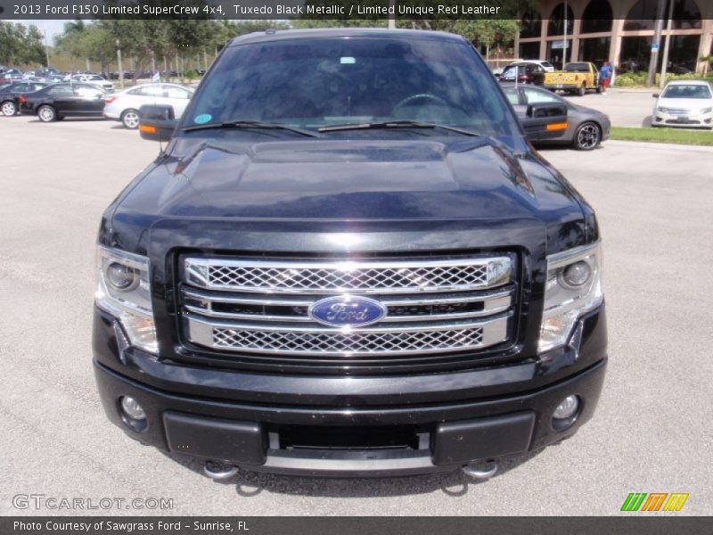 Tuxedo Black Metallic / Limited Unique Red Leather 2013 Ford F150 Limited SuperCrew 4x4