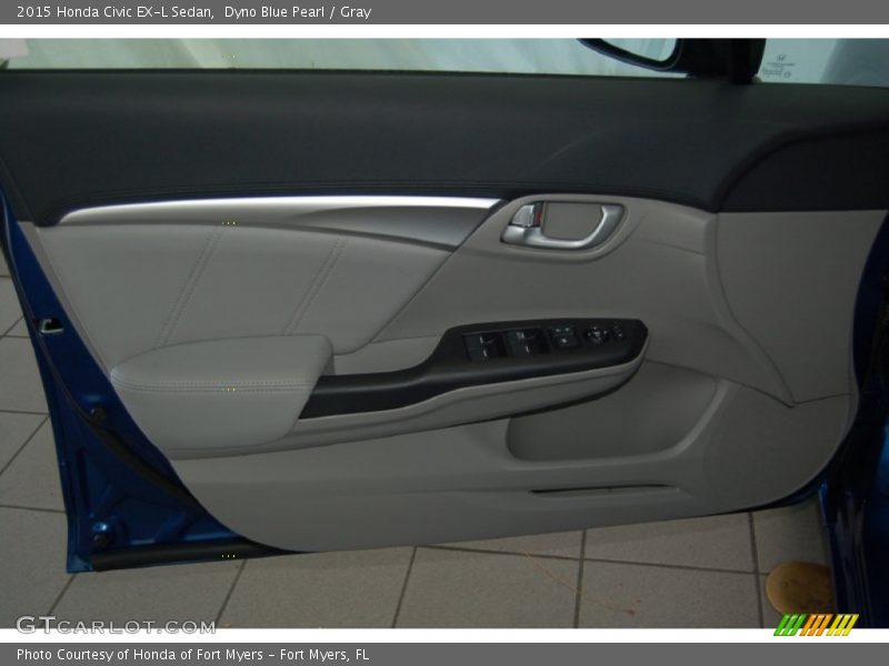 Dyno Blue Pearl / Gray 2015 Honda Civic EX-L Sedan