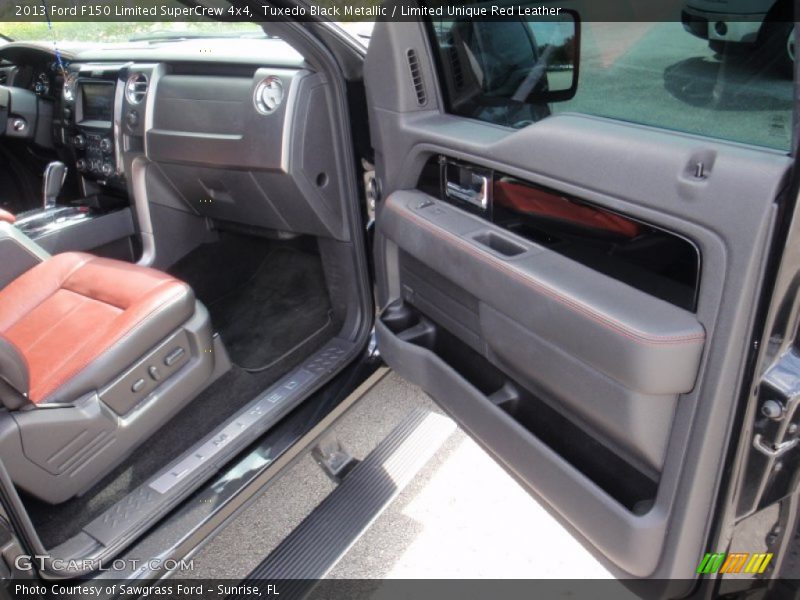 Tuxedo Black Metallic / Limited Unique Red Leather 2013 Ford F150 Limited SuperCrew 4x4