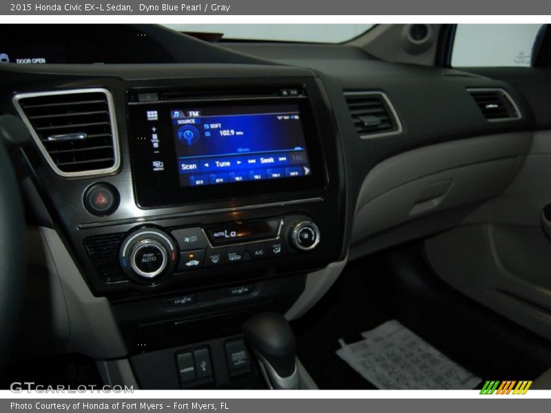 Dyno Blue Pearl / Gray 2015 Honda Civic EX-L Sedan