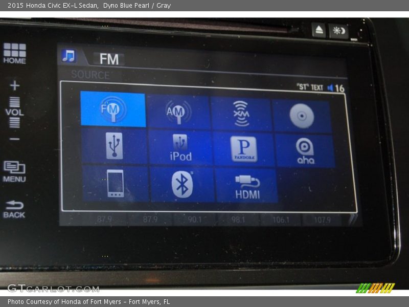 Dyno Blue Pearl / Gray 2015 Honda Civic EX-L Sedan