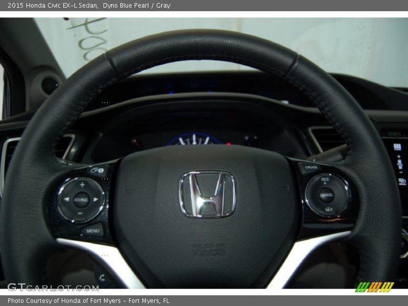 Dyno Blue Pearl / Gray 2015 Honda Civic EX-L Sedan