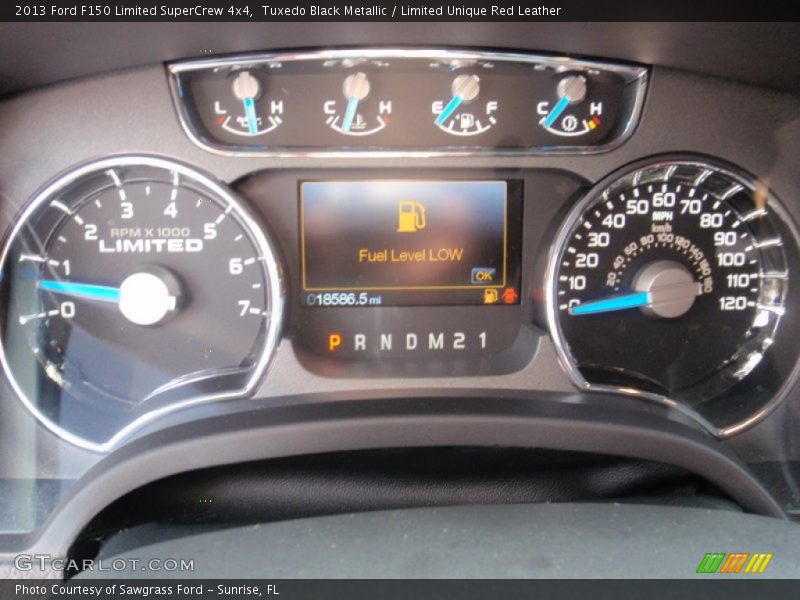 Tuxedo Black Metallic / Limited Unique Red Leather 2013 Ford F150 Limited SuperCrew 4x4