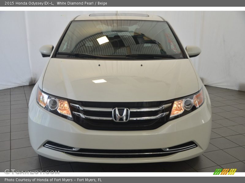 White Diamond Pearl / Beige 2015 Honda Odyssey EX-L