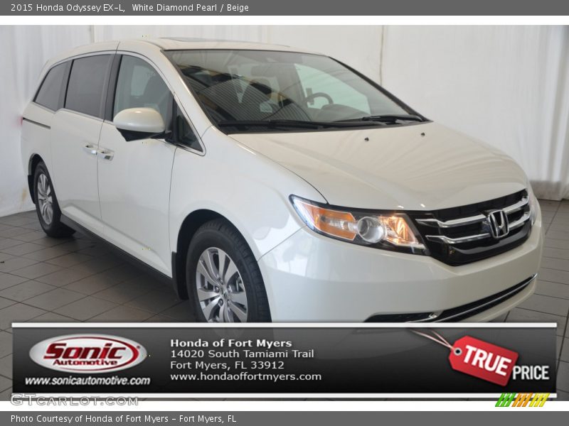 White Diamond Pearl / Beige 2015 Honda Odyssey EX-L