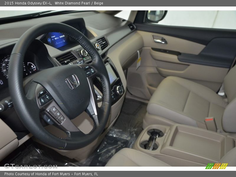 White Diamond Pearl / Beige 2015 Honda Odyssey EX-L