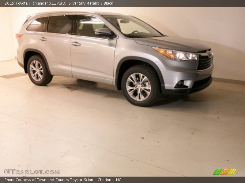 Silver Sky Metallic / Black 2015 Toyota Highlander XLE AWD