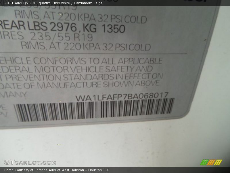 Ibis White / Cardamom Beige 2011 Audi Q5 2.0T quattro