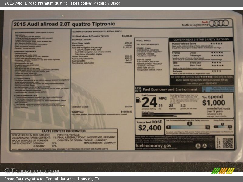  2015 allroad Premium quattro Window Sticker