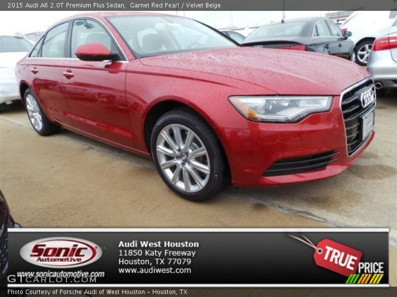 Garnet Red Pearl / Velvet Beige 2015 Audi A6 2.0T Premium Plus Sedan