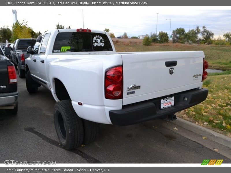 Bright White / Medium Slate Gray 2008 Dodge Ram 3500 SLT Quad Cab 4x4 Dually