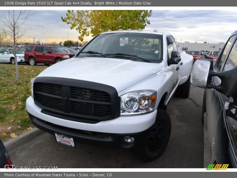 Bright White / Medium Slate Gray 2008 Dodge Ram 3500 SLT Quad Cab 4x4 Dually