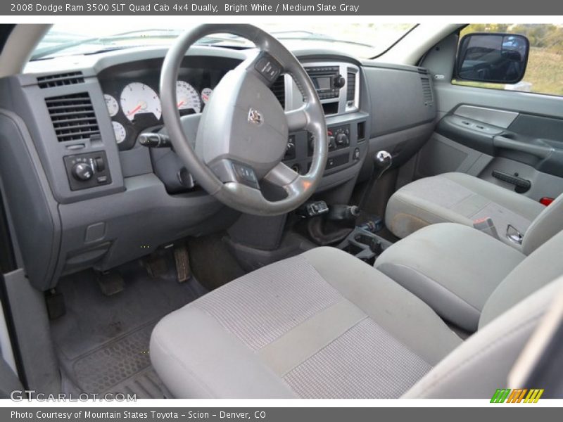 Bright White / Medium Slate Gray 2008 Dodge Ram 3500 SLT Quad Cab 4x4 Dually