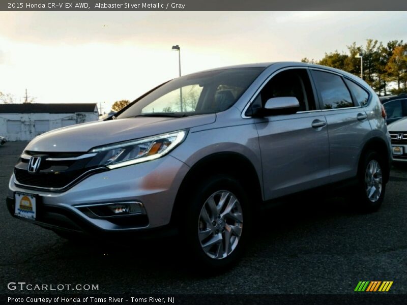 Alabaster Silver Metallic / Gray 2015 Honda CR-V EX AWD