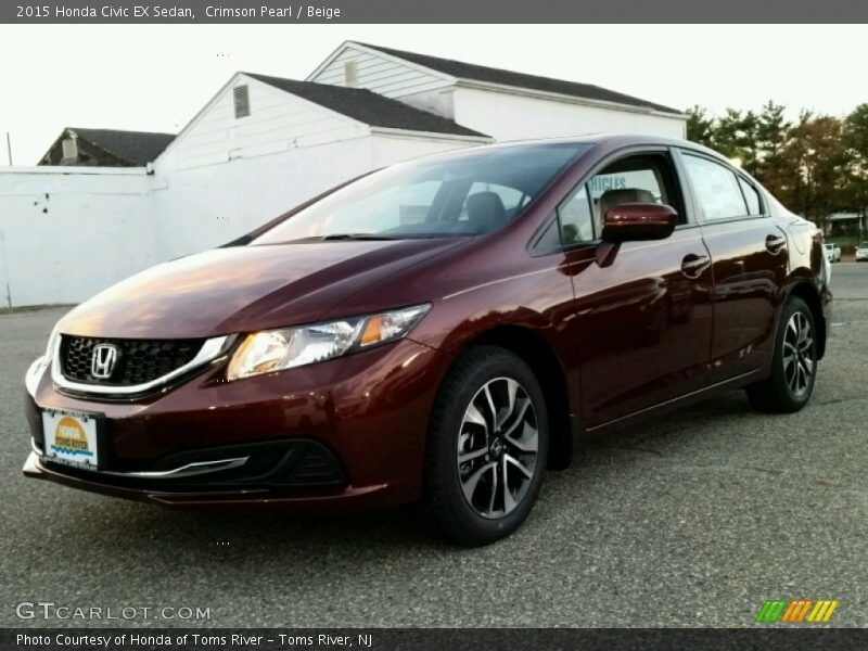 Crimson Pearl / Beige 2015 Honda Civic EX Sedan