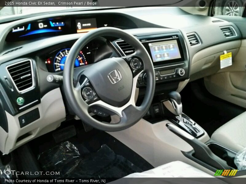 Crimson Pearl / Beige 2015 Honda Civic EX Sedan