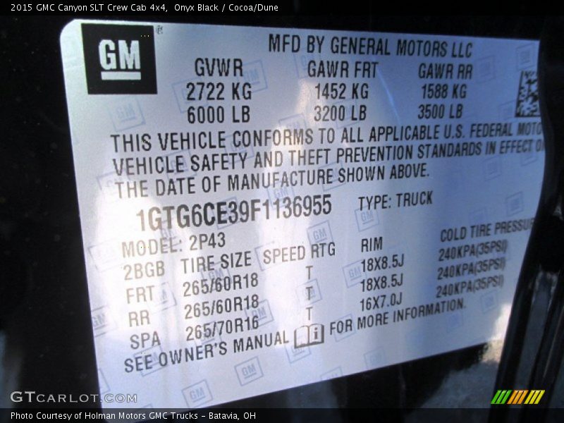 Onyx Black / Cocoa/Dune 2015 GMC Canyon SLT Crew Cab 4x4