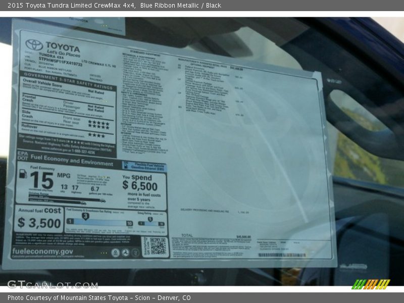 Blue Ribbon Metallic / Black 2015 Toyota Tundra Limited CrewMax 4x4