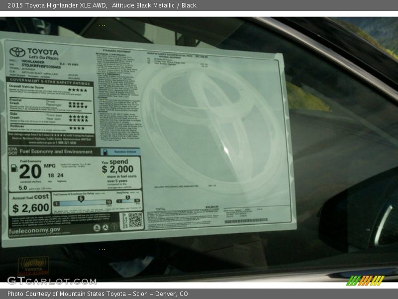 Attitude Black Metallic / Black 2015 Toyota Highlander XLE AWD