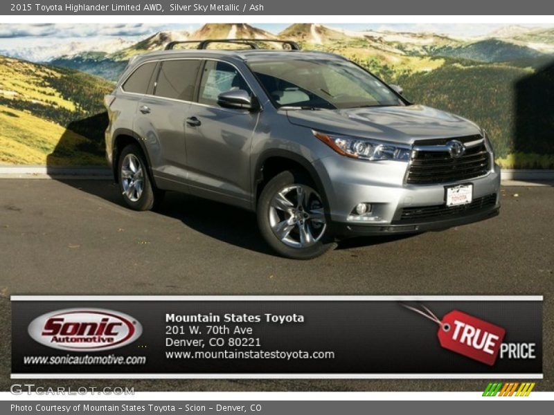 Silver Sky Metallic / Ash 2015 Toyota Highlander Limited AWD